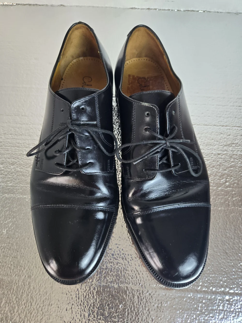 Cole Haan Black Leather Cap-Toe Derby Oxfords